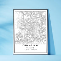 Chiang Mai, Thailand Modern Style Map Print 