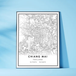 Chiang Mai, Thailand Modern Style Map Print 