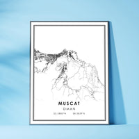 
              Muskat, Oman Modern Style Map Print 
            