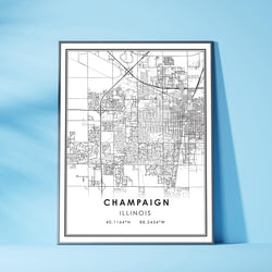 Champaign, Illinois Modern Map Print 