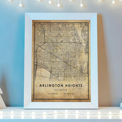 Arlington Heights, Illinois Vintage Style Map Print