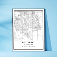 Woodbury, Minnesota Modern Map Print 