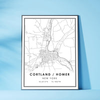 Cortland Homer, New York Modern Map Print 