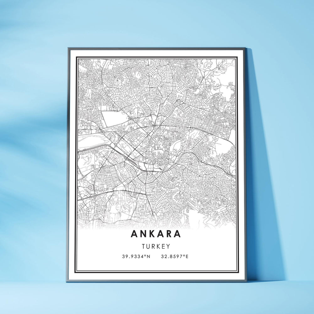 Ankara, Turkey Modern Style Map Print 