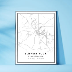 Slippery Rock, Pennsylvania Modern Map Print 
