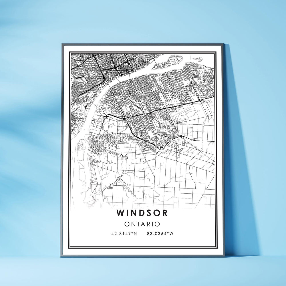 Windsor, Ontario Modern Style Map Print 