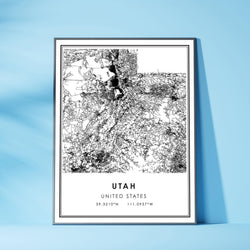 Utah, United States Modern Style Map Print 