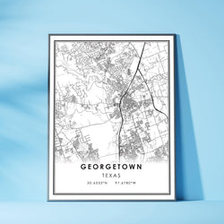 Georgetown, Texas Modern Map Print 