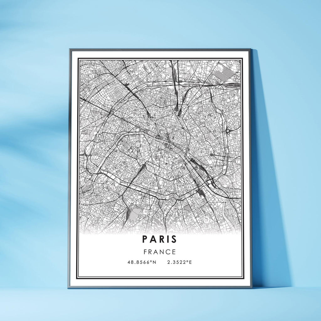 Paris, France Modern Style Map Print 