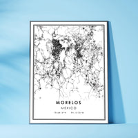 
              Morelos, Mexico Modern Style Map Print 
            