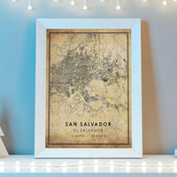 
              San Salvador, El Salvador Vintage Style Map Print 
            