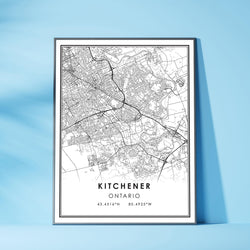 Kitchener, Ontario Modern Style Map Print
