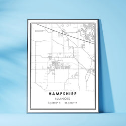 Hampshire, Illinois Modern Map Print 