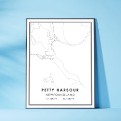 Petty Harbour, Newfoundland Modern Style Map Print 