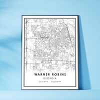 Warner Robins, Georgia Modern Map Print 