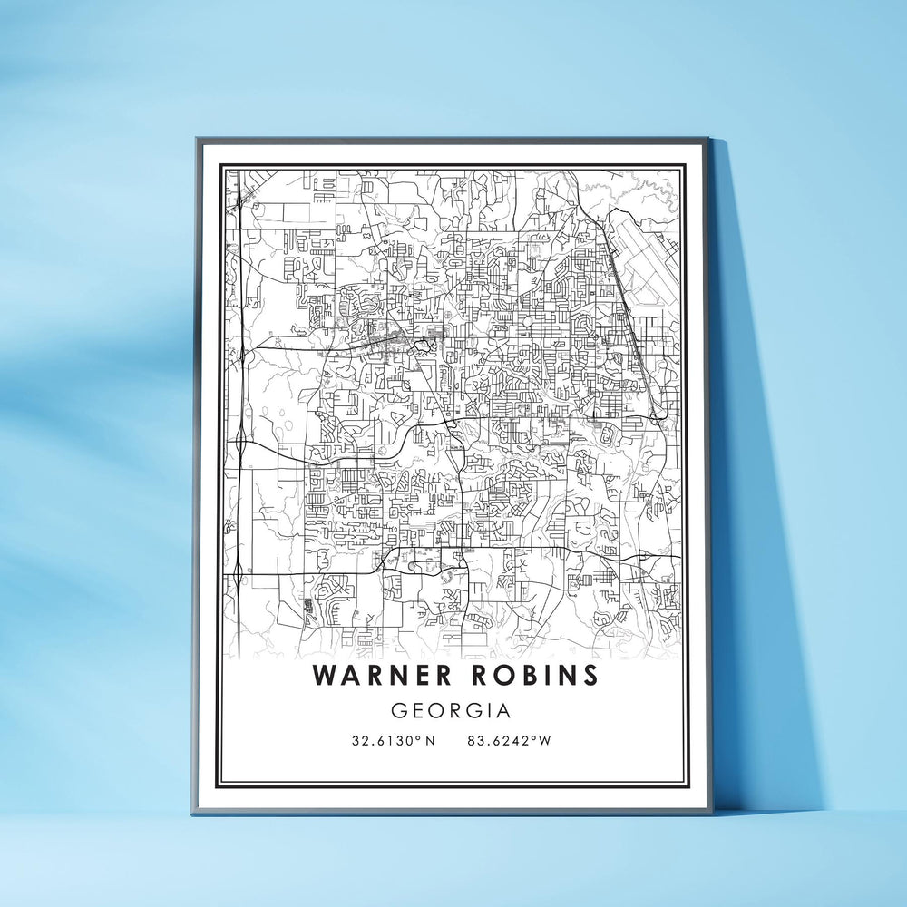 Warner Robins, Georgia Modern Map Print 