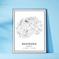 Macedonia, Europe Modern Style Map Print 