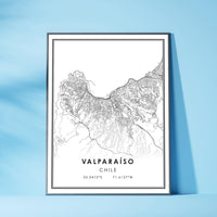 
              Valparaiso, Chile Modern Style Map Print 
            