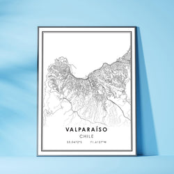 Valparaiso, Chile Modern Style Map Print 