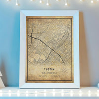 
              Tustin, California Vintage Style Map Print 
            