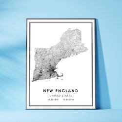 New England, United States Modern Style Map Print 