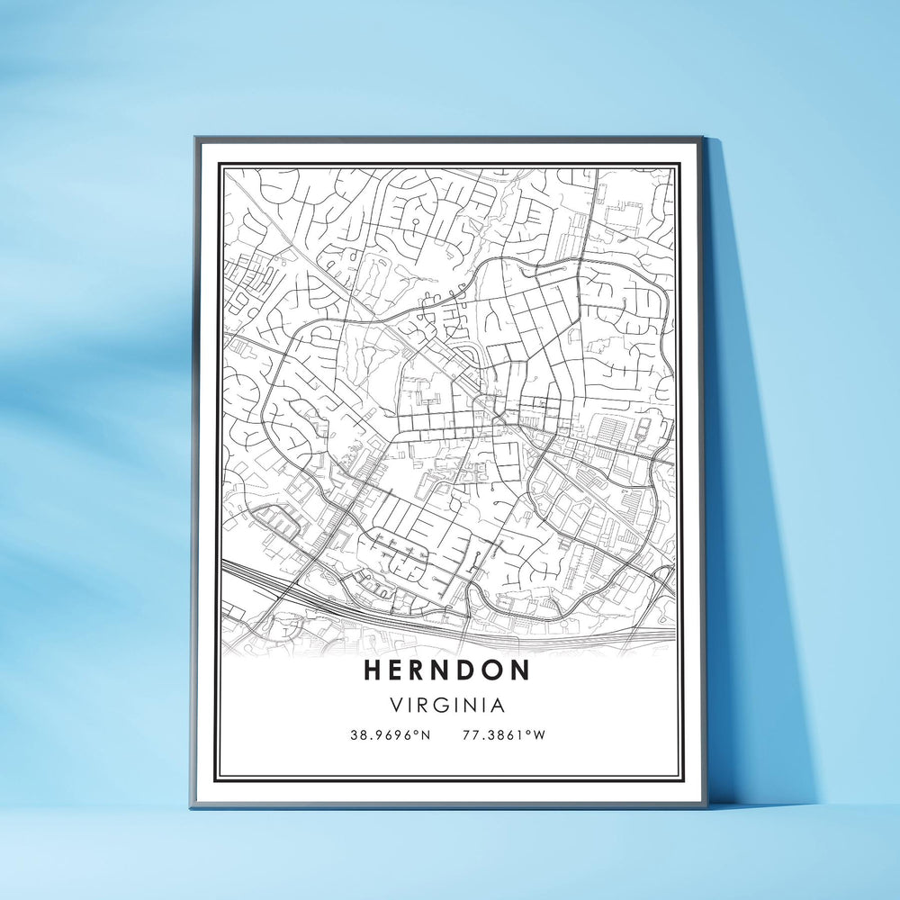 Herndon, Virginia Modern Map Print