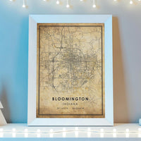 Bloomington, Indiana Vintage Style Map Print