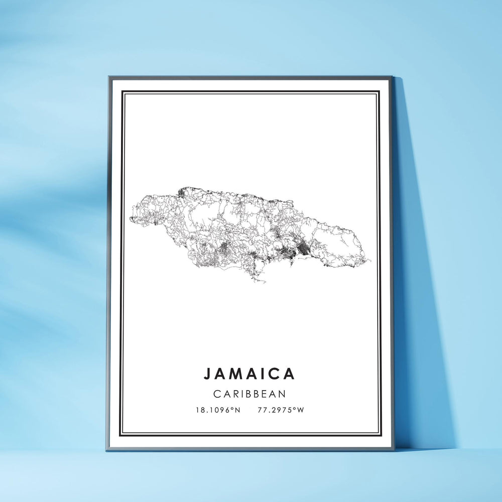 Jamaica, Caribbean Modern Style Map Print