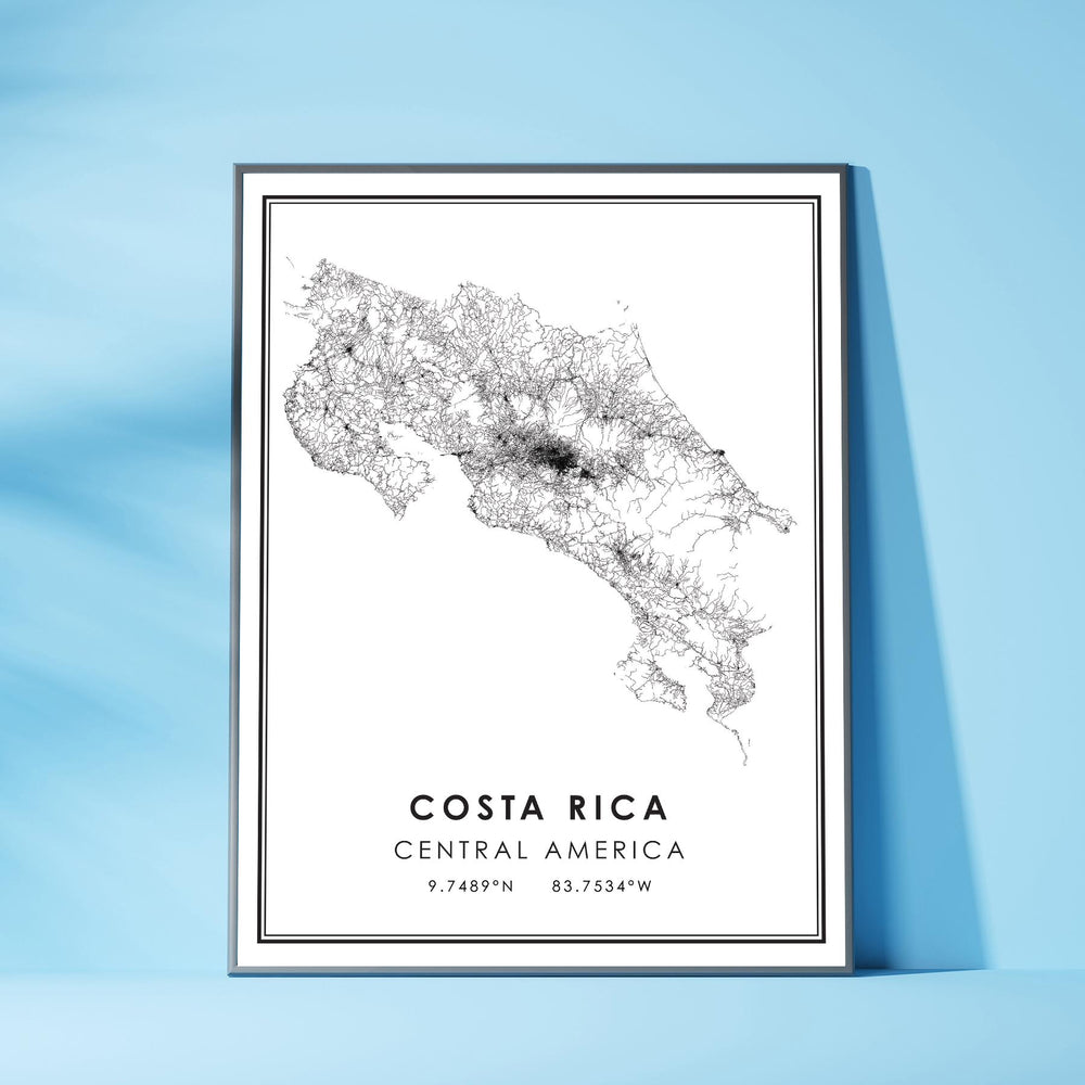 Costa Rica, Central America Modern Style Map Print 