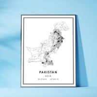 Pakistan, Asia Modern Style Map Print 