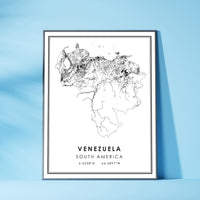 Venezuela, South America Modern Style Map Print 