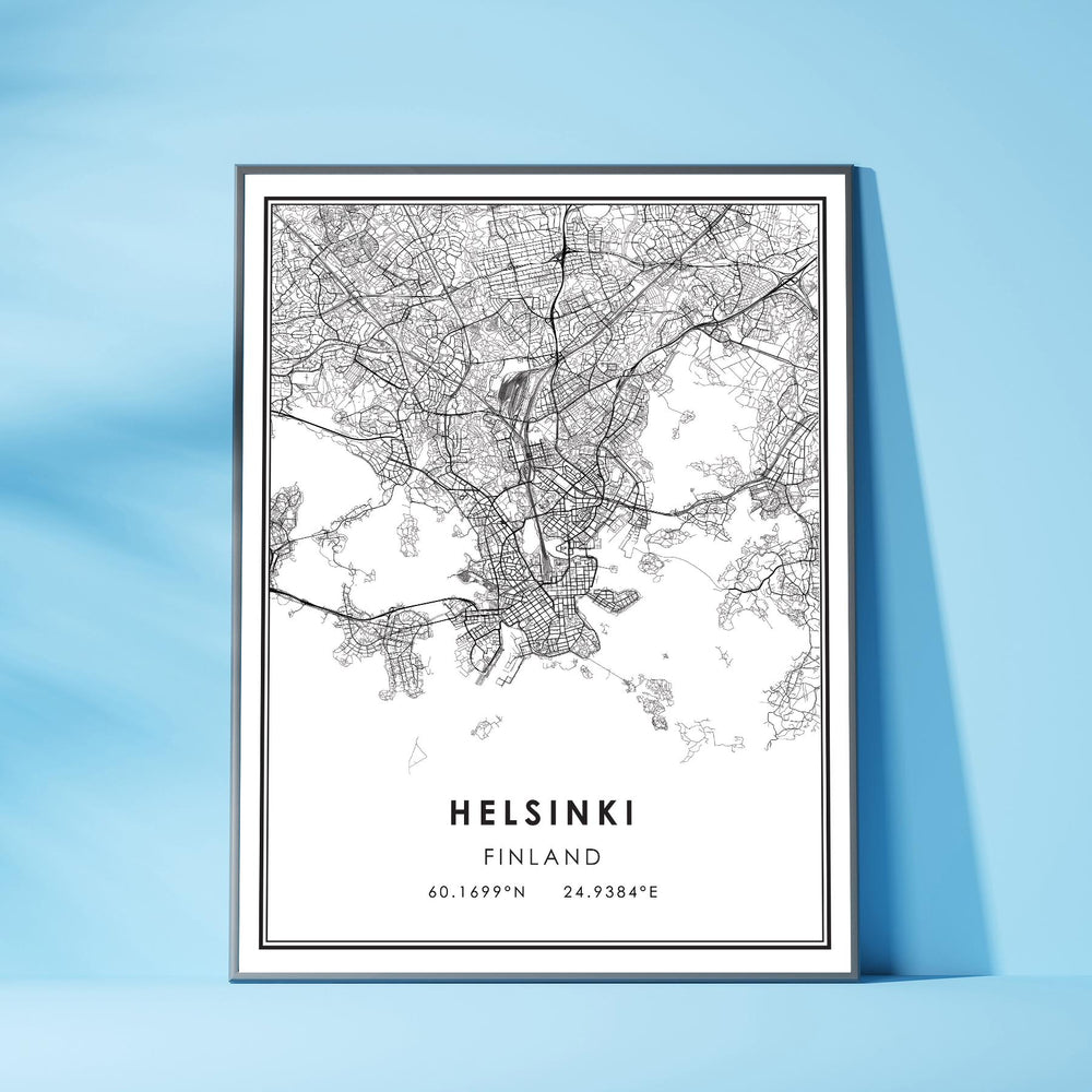 Helsinki, Finland Modern Style Map Print 