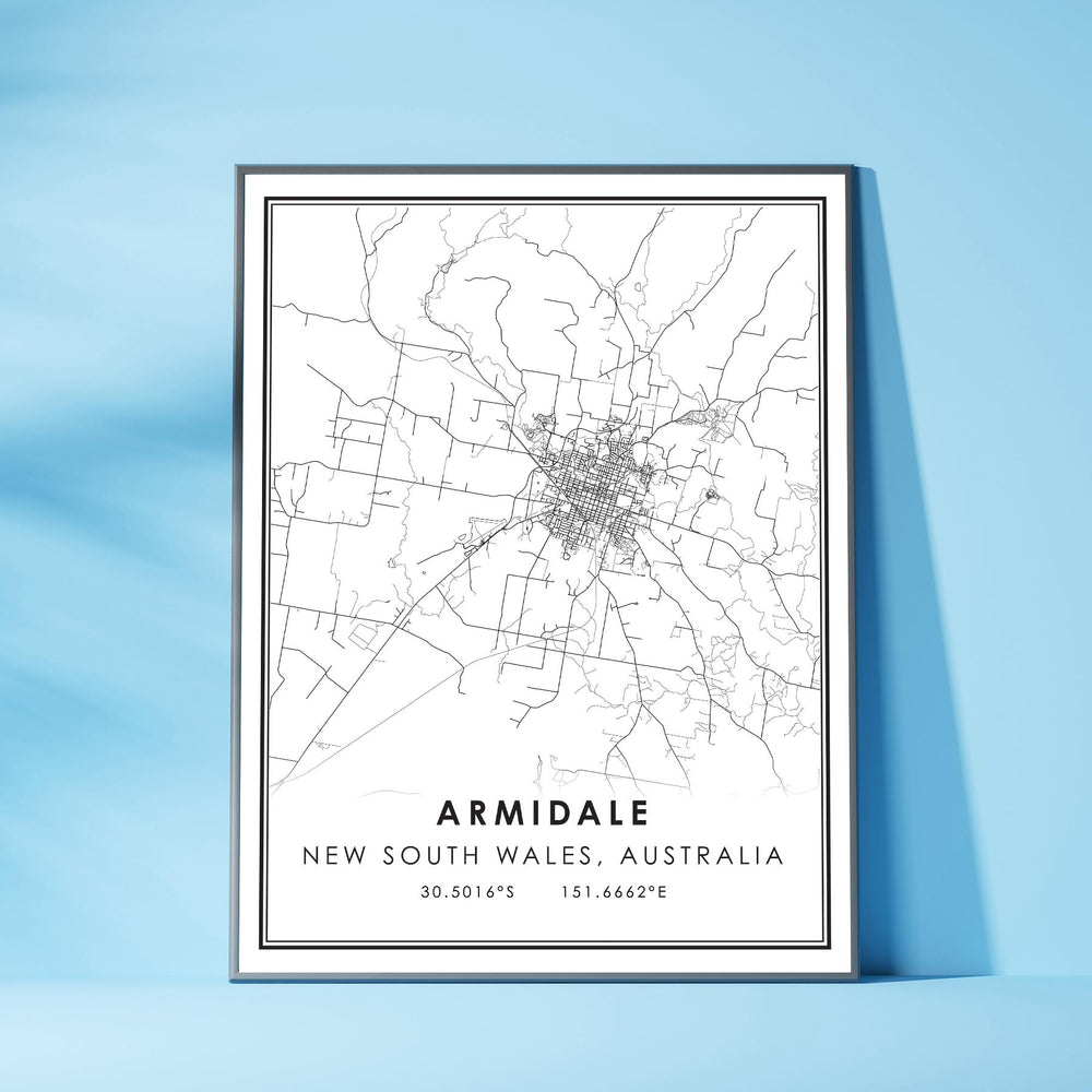 Armidale, New South Wales, Australia Modern Style Map Print 