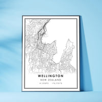 Wellington, New Zealand Modern Style Map Print 