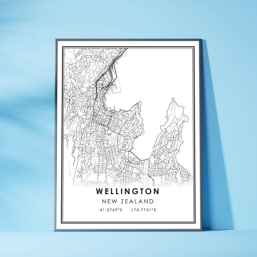 Wellington, New Zealand Modern Style Map Print 