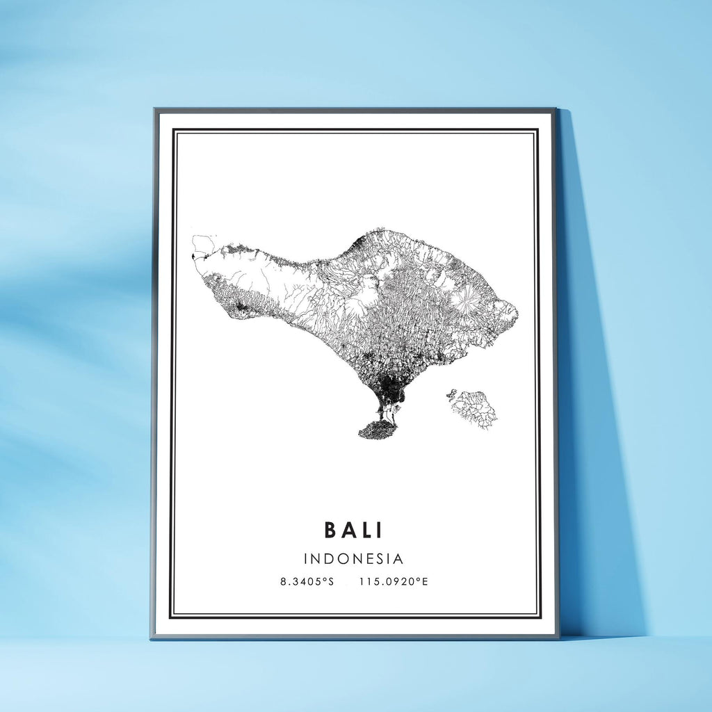 Bali, Indonesia Modern Style Map Print 