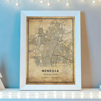 
              Mendoza, Argentina Vintage Style Map Print 
            
