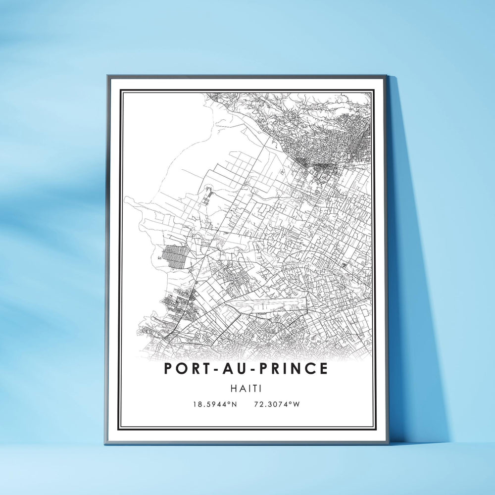 Port-au-Prince, Haiti Modern Style Map Print 