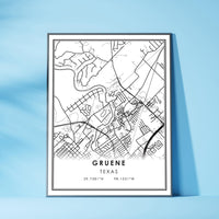 Gruene, Texas Modern Map Print 