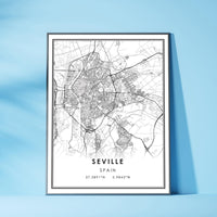 
              Seville, Spain Modern Style Map Print 
            