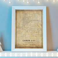 Canon City, Colorado Vintage Style Map Print 