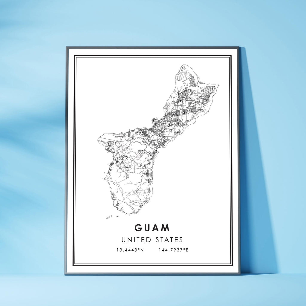 Guam, Oceania Modern Style Map Print 
