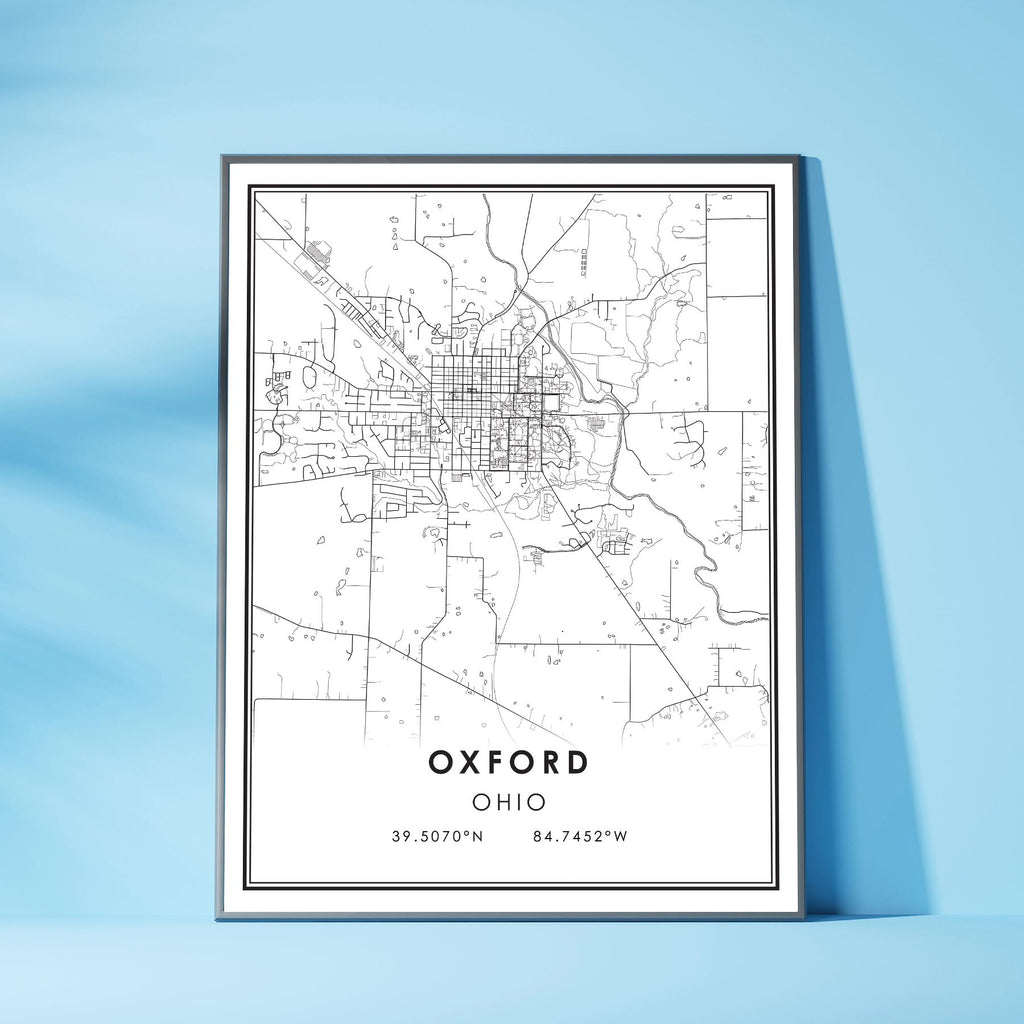 Oxford, Ohio Modern Map Print 