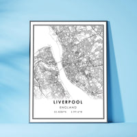 
              Liverpool, England Modern Style Map Print
            