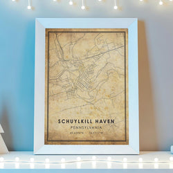 Schuylkill Haven, Pennsylvania Vintage Style Map Print 