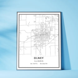 Olney, Illinois Modern Map Print 