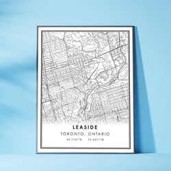 Leaside, Toronto, Ontario Modern Style Map Print 