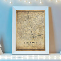 
              Cedar Park, Texas Vintage Style Map Print 
            