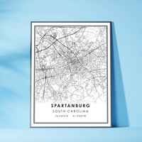 
              Spartanburg, South Carolina Modern Map Print 
            