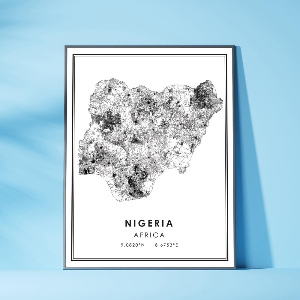 Nigeria, Africa Modern Style Map Print 